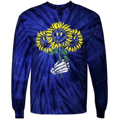 Smile Sunflower Tie-Dye Long Sleeve Shirt