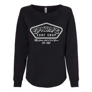 Spicolis Surf Shop Tasty Waves And A Cool Buzz Est 1982 Womens California Wash Sweatshirt