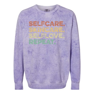 Selfcare Skincare Selflove Repeat Esthetician Colorblast Crewneck Sweatshirt