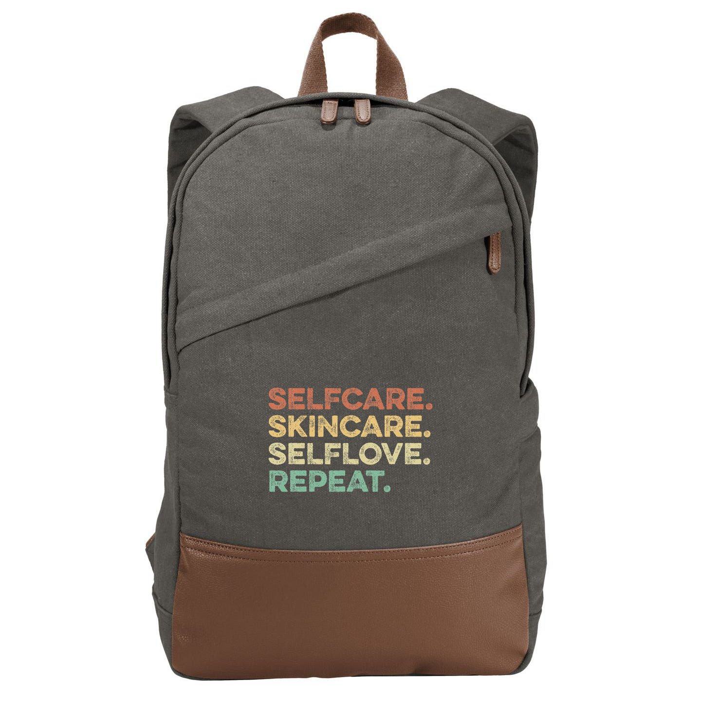Selfcare Skincare Selflove Repeat Esthetician Cotton Canvas Backpack