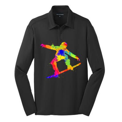 Snowboard Snowboarder Snowboarding Cool Gift Silk Touch Performance Long Sleeve Polo