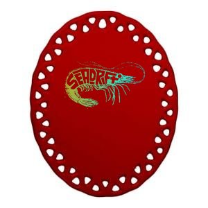 Seadrifter Shrimp Ceramic Oval Ornament