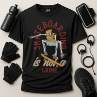 Skeleton Skateboarding Cooling Performance Crew T-Shirt