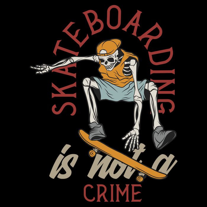 Skeleton Skateboarding Cooling Performance Crew T-Shirt