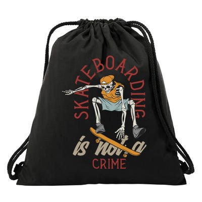 Skeleton Skateboarding Drawstring Bag