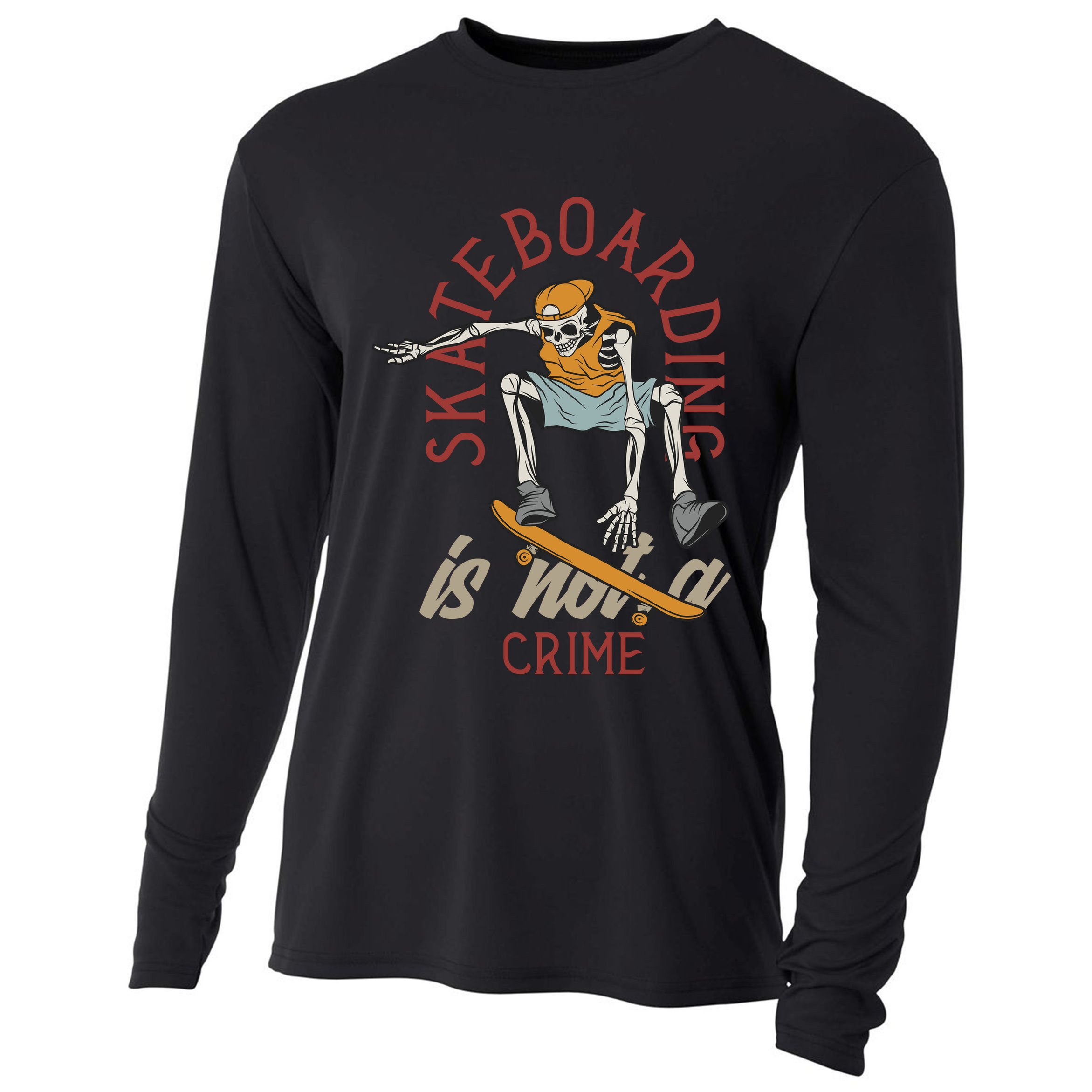 Skeleton Skateboarding Cooling Performance Long Sleeve Crew