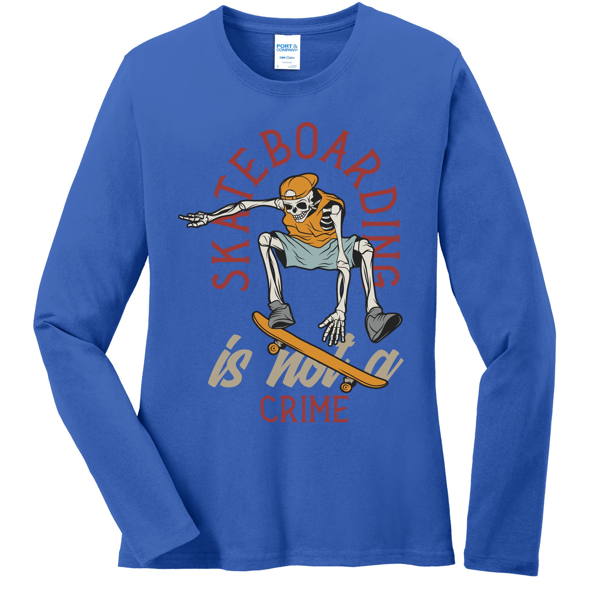 Skeleton Skateboarding Ladies Long Sleeve Shirt