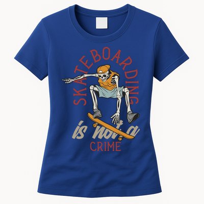 Skeleton Skateboarding Womens T-Shirt