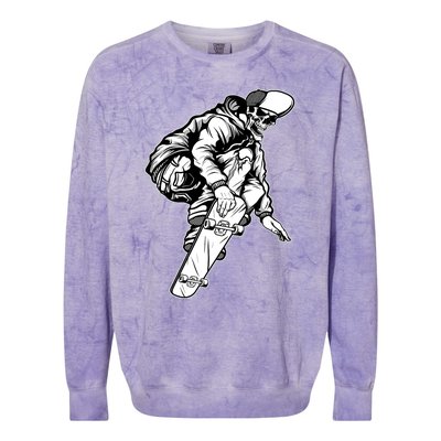 Skateboarding Skater Skate Board Skeleton Colorblast Crewneck Sweatshirt