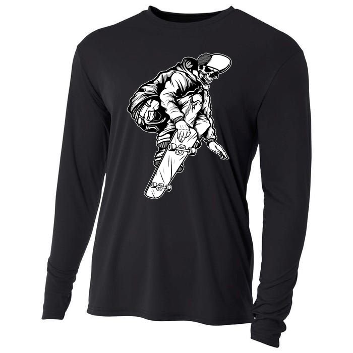 Skateboarding Skater Skate Board Skeleton Cooling Performance Long Sleeve Crew