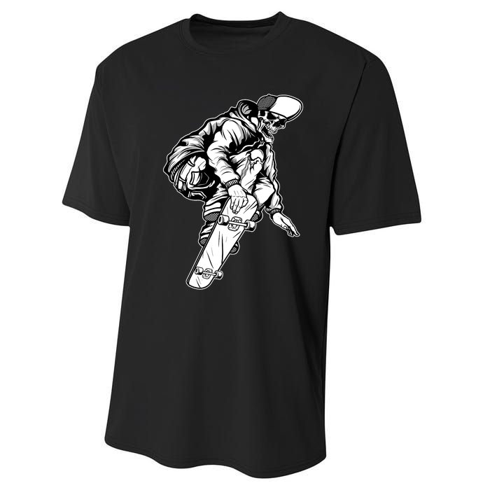 Skateboarding Skater Skate Board Skeleton Performance Sprint T-Shirt