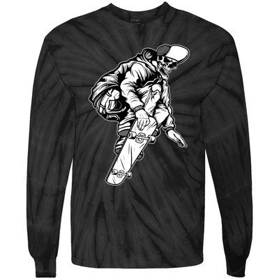 Skateboarding Skater Skate Board Skeleton Tie-Dye Long Sleeve Shirt