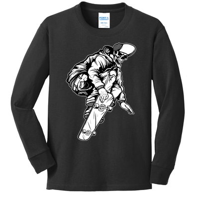 Skateboarding Skater Skate Board Skeleton Kids Long Sleeve Shirt