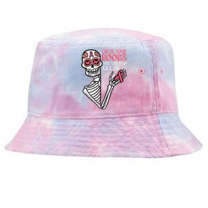 Sugar Skull Skeleton Funny Breast Cancer Awareness Women Tie-Dyed Bucket Hat