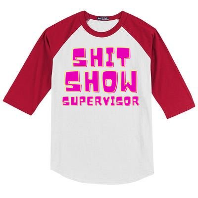 Shit Show Supervisor Funny Mom Boss Manager Kids Colorblock Raglan Jersey