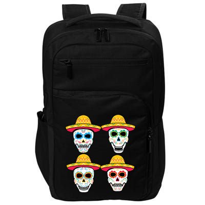 Sugar Skull Sombrero Dia De Los Muertos Mexican Day Of Dead Impact Tech Backpack