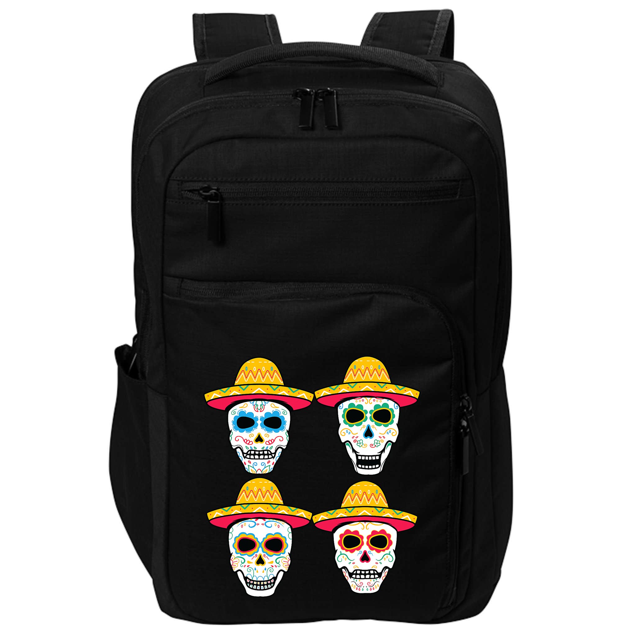 Sugar Skull Sombrero Dia De Los Muertos Mexican Day Of Dead Impact Tech Backpack