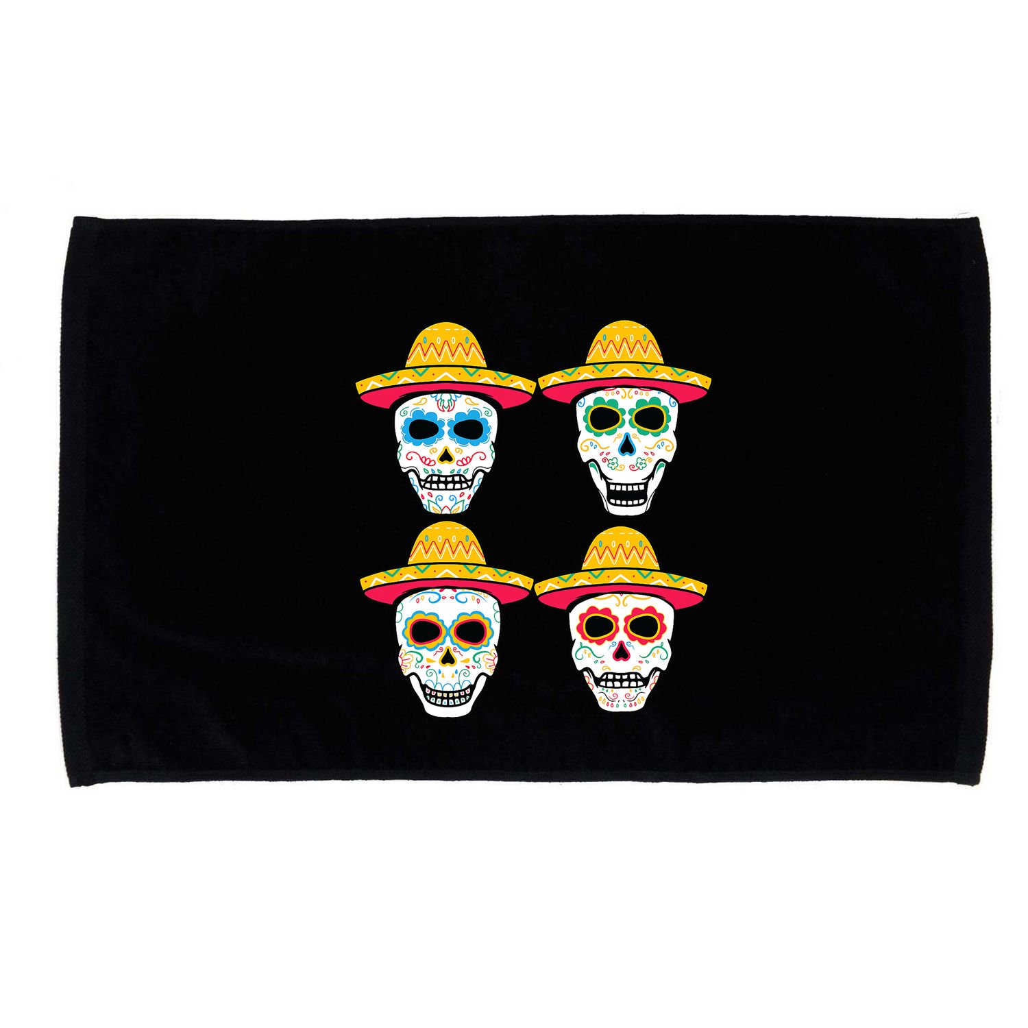 Sugar Skull Sombrero Dia De Los Muertos Mexican Day Of Dead Microfiber Hand Towel