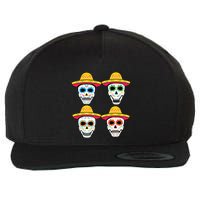 Sugar Skull Sombrero Dia De Los Muertos Mexican Day Of Dead Wool Snapback Cap
