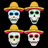 Sugar Skull Sombrero Dia De Los Muertos Mexican Day Of Dead Wool Snapback Cap