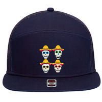 Sugar Skull Sombrero Dia De Los Muertos Mexican Day Of Dead 7 Panel Mesh Trucker Snapback Hat
