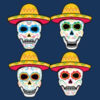 Sugar Skull Sombrero Dia De Los Muertos Mexican Day Of Dead 7 Panel Mesh Trucker Snapback Hat