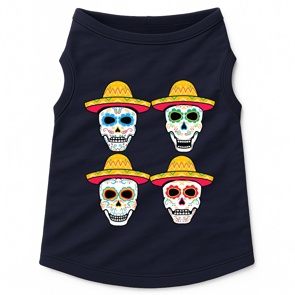 Sugar Skull Sombrero Dia De Los Muertos Mexican Day Of Dead Doggie Tank