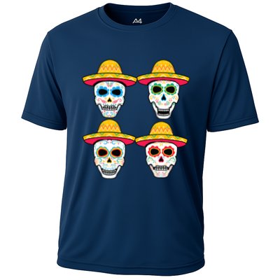 Sugar Skull Sombrero Dia De Los Muertos Mexican Day Of Dead Performance Shirt
