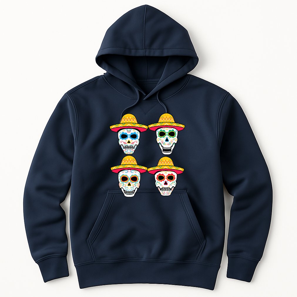 Sugar Skull Sombrero Dia De Los Muertos Mexican Day Of Dead Hoodie