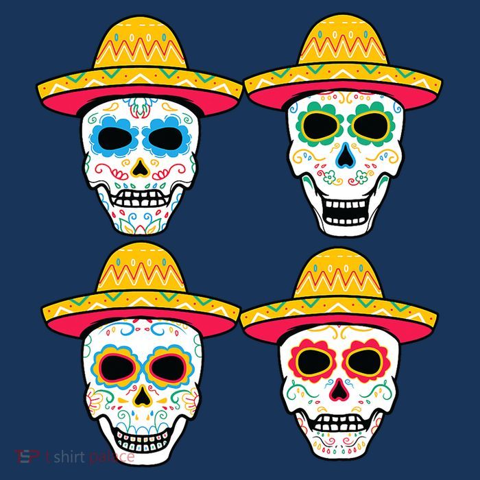 Sugar Skull Sombrero Dia De Los Muertos Mexican Day Of Dead 7-Panel Snapback Hat