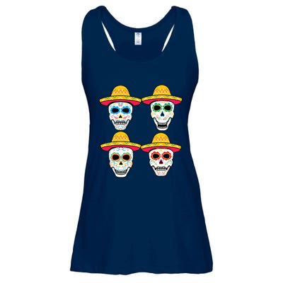 Sugar Skull Sombrero Dia De Los Muertos Mexican Day Of Dead Ladies Essential Flowy Tank