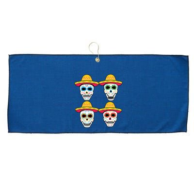 Sugar Skull Sombrero Dia De Los Muertos Mexican Day Of Dead Large Microfiber Waffle Golf Towel