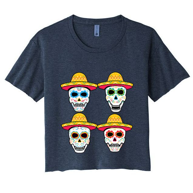 Sugar Skull Sombrero Dia De Los Muertos Mexican Day Of Dead Crop Top