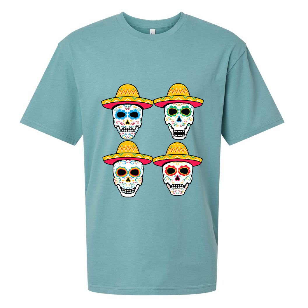 Sugar Skull Sombrero Dia De Los Muertos Mexican Day Of Dead Sueded Cloud Jersey T-Shirt