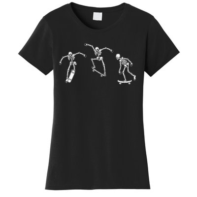 Skateboarding Skeletons Skeleton Skater Halloween Skate Women's T-Shirt