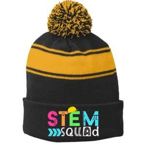 STEM Squad Science Technology Engineering Math Teacher Gift Stripe Pom Pom Beanie