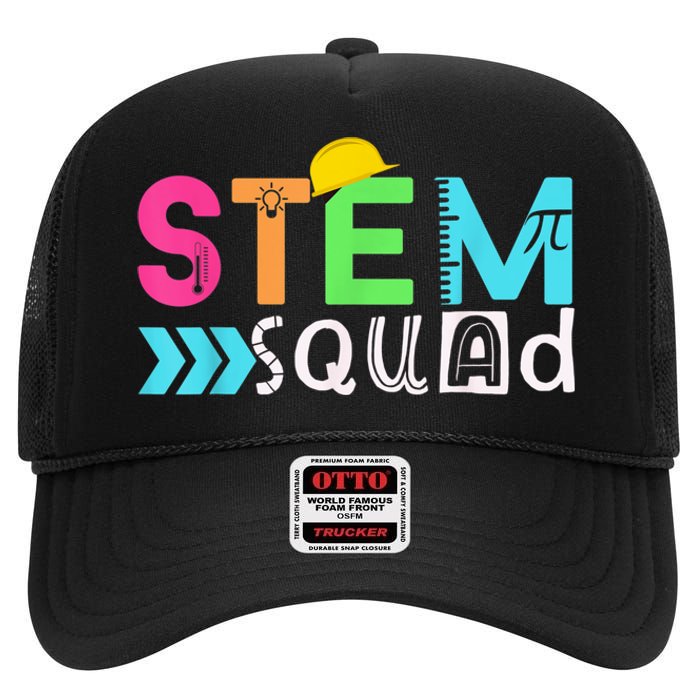 STEM Squad Science Technology Engineering Math Teacher Gift High Crown Mesh Back Trucker Hat