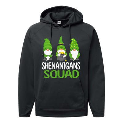 Shenanigans Squad st patrick green Shamrock gnome Performance Fleece Hoodie