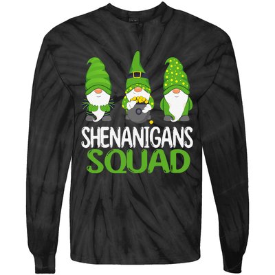 Shenanigans Squad st patrick green Shamrock gnome Tie-Dye Long Sleeve Shirt