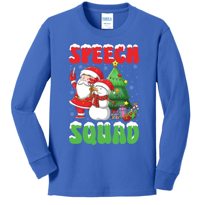 Speech Squad Snow Santa Speech Therapist Slp Christmas Cute Gift Kids Long Sleeve Shirt