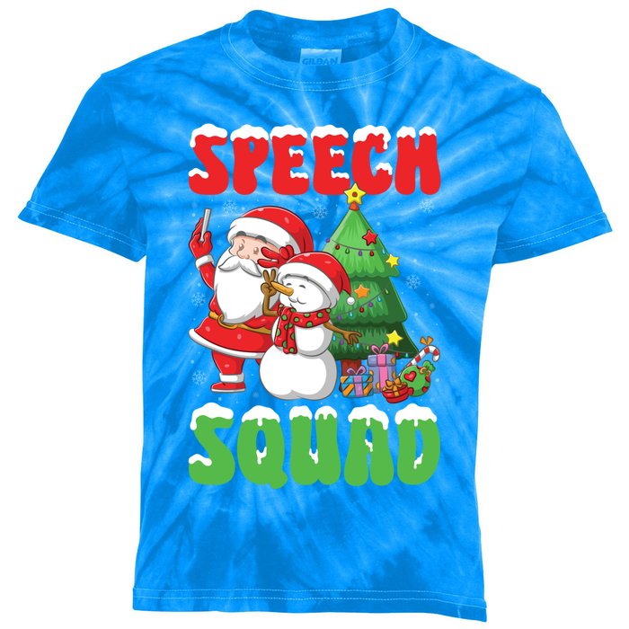 Speech Squad Snow Santa Speech Therapist Slp Christmas Cute Gift Kids Tie-Dye T-Shirt