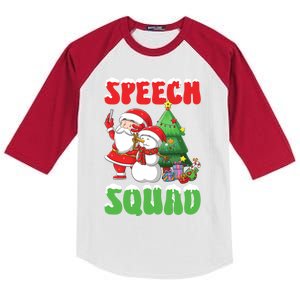 Speech Squad Snow Santa Speech Therapist Slp Christmas Cute Gift Kids Colorblock Raglan Jersey