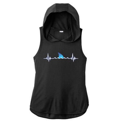 Shark Shirts, Shark Lover Gift, Shark Heartbeat Ladies PosiCharge Tri-Blend Wicking Draft Hoodie Tank