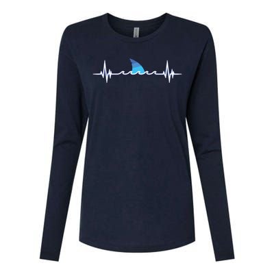 Shark Shirts, Shark Lover Gift, Shark Heartbeat Womens Cotton Relaxed Long Sleeve T-Shirt