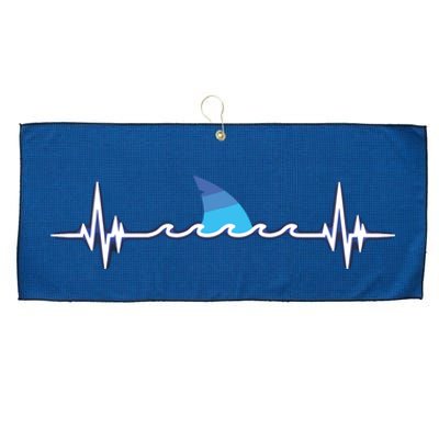 Shark Shirts, Shark Lover Gift, Shark Heartbeat Large Microfiber Waffle Golf Towel