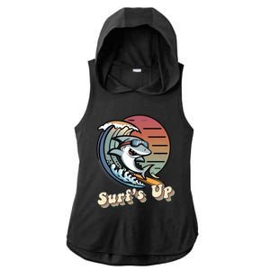 Surfer Shark SurfS Up Ladies PosiCharge Tri-Blend Wicking Draft Hoodie Tank