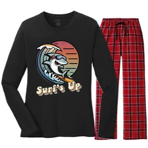 Surfer Shark SurfS Up Women's Long Sleeve Flannel Pajama Set 