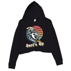 Surfer Shark SurfS Up Crop Fleece Hoodie