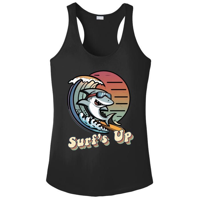 Surfer Shark SurfS Up Ladies PosiCharge Competitor Racerback Tank