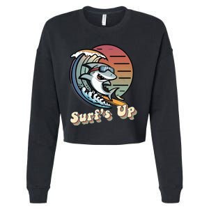 Surfer Shark SurfS Up Cropped Pullover Crew